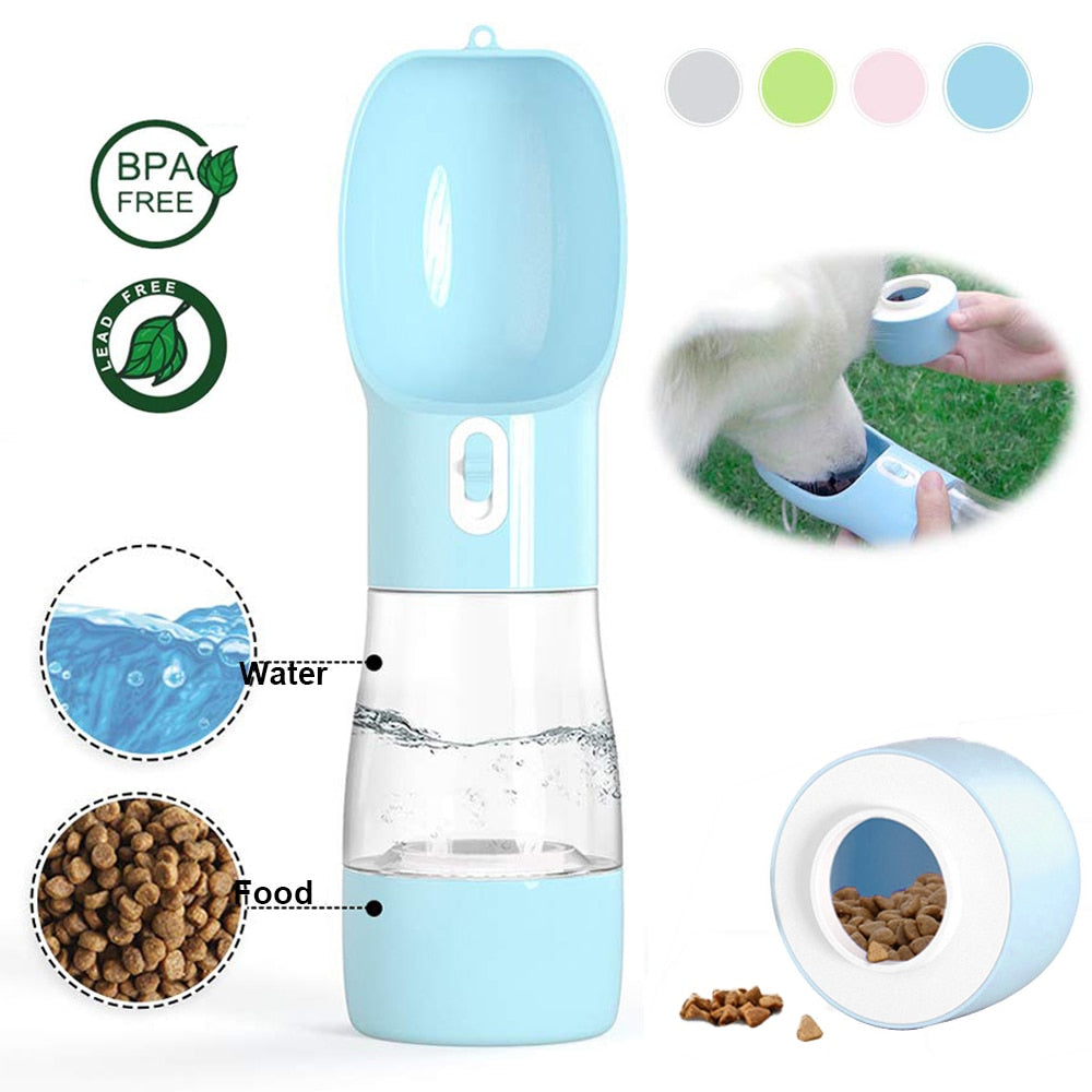Portable Pet Water Bottle with Bowl - Travel Feeder