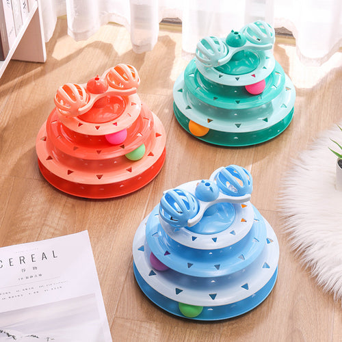 4-Layer Cat Turntable Track Ball Toy