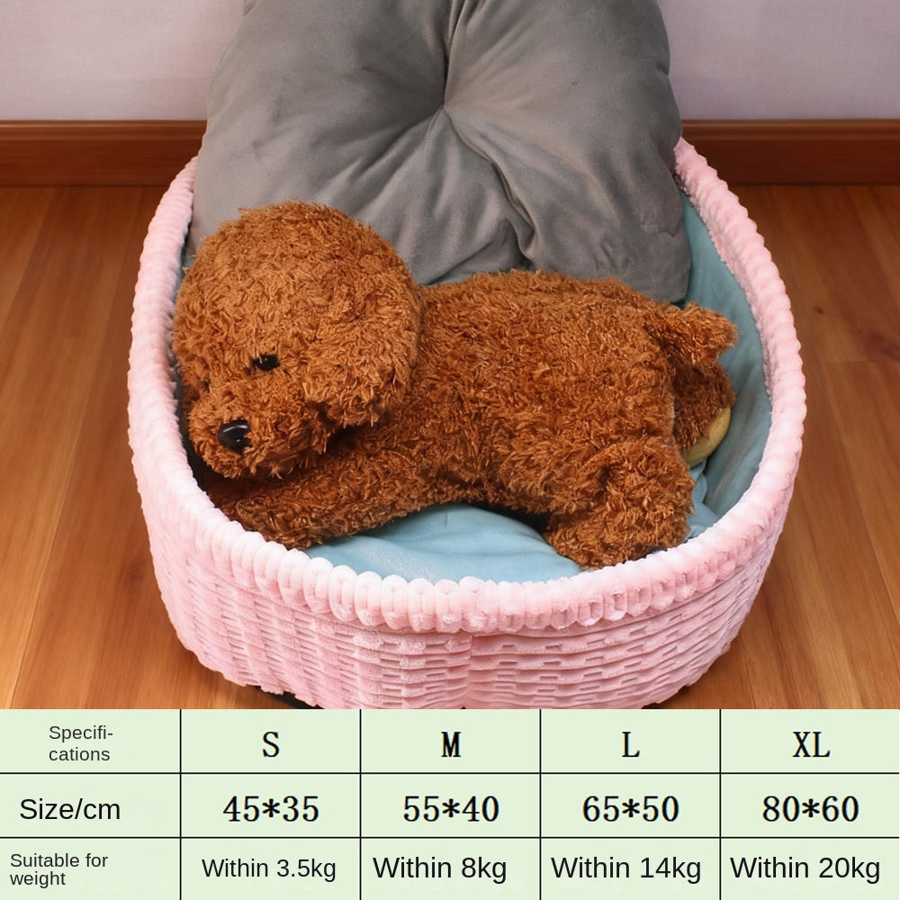 Half-Enclosed Winter Dog House Bed - Soft Fleece
