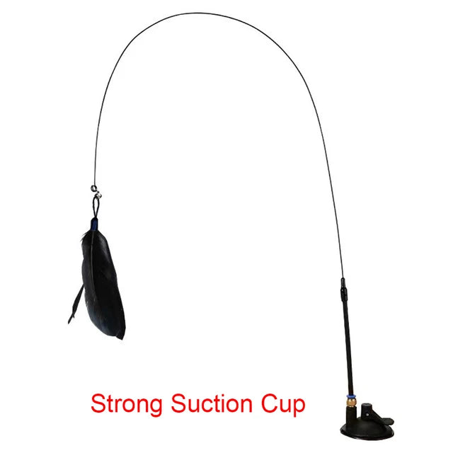 Interactive Feather Teaser Wand with Suction Cup