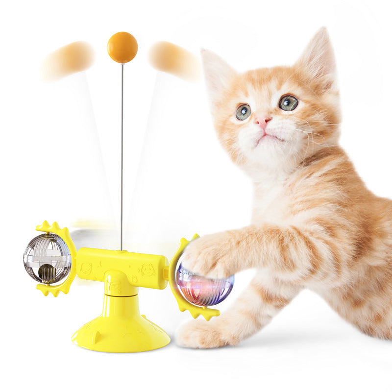 Suction Cup Windmill Cat Teaser Toy with Refill