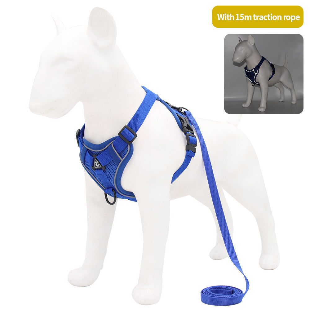 Reflective Vest-Style Dog Harness with Leash