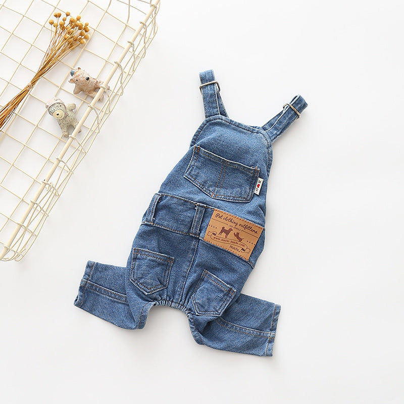 Stretchy Washed Denim Pet Overalls