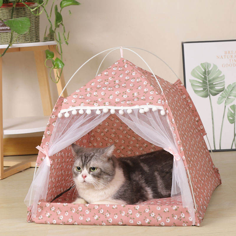 Canvas Teepee Bed for Cats &amp; Small Dogs