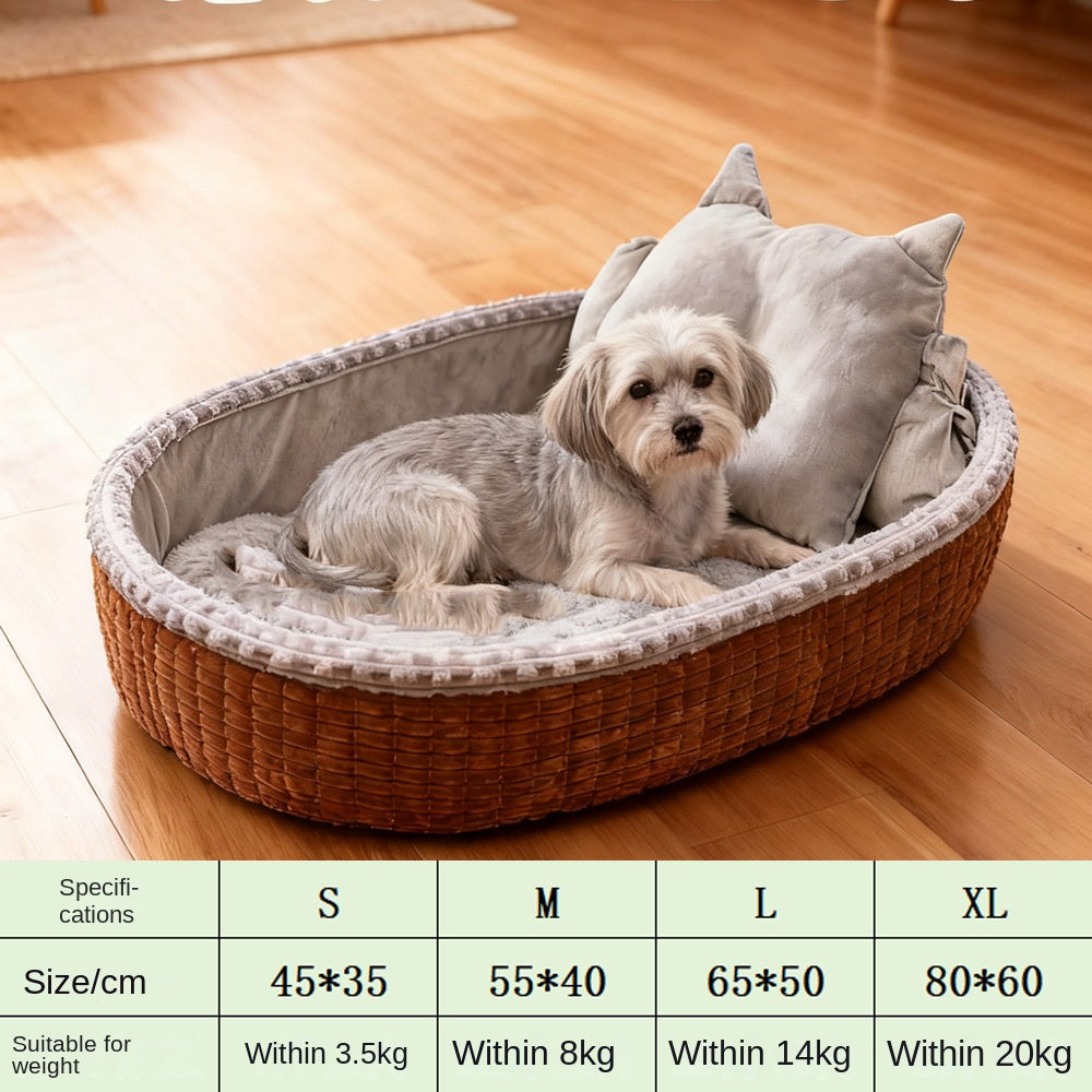 Half-Enclosed Winter Dog House Bed - Soft Fleece