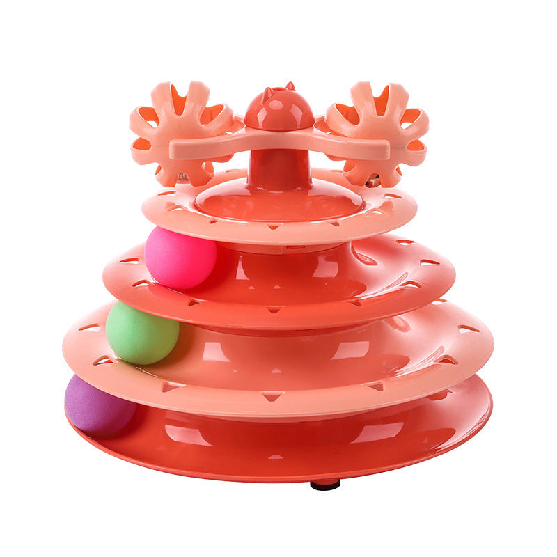 4-Layer Cat Turntable Track Ball Toy