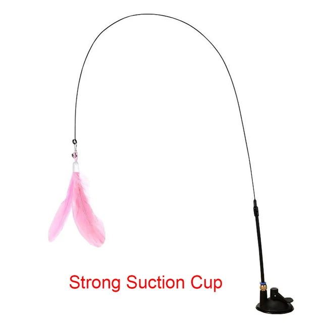 Interactive Feather Teaser Wand with Suction Cup