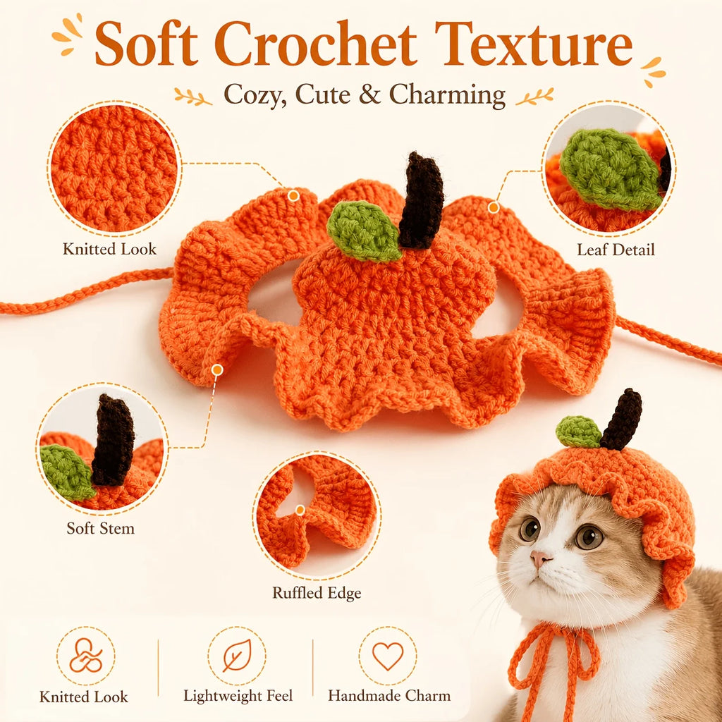 Orange Peel Cat Hat – Soft Crochet Costume for Cats & Kittens